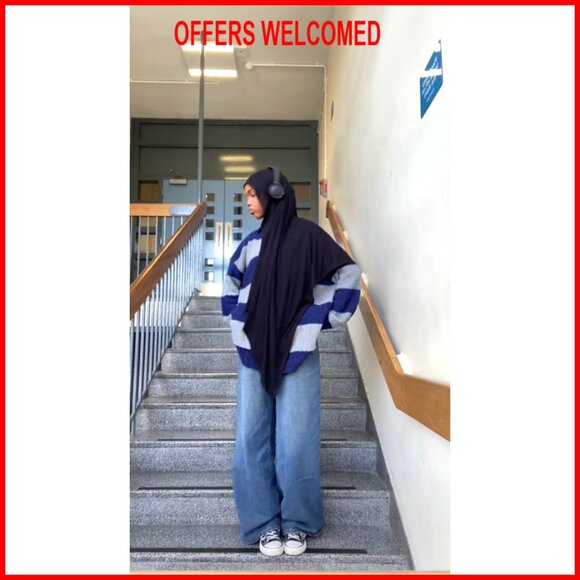 Oversized Striped Pullover Sweater, Crewneck Knit Top, Long Sleeve - Picture 7 of 7